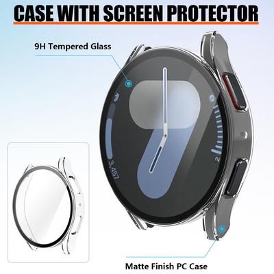 Case+Glass Cover for Samsung Galaxy Watch7 40mm 44mm Screen Glass Cover Samsung Protective Case Bumper Waterproof
