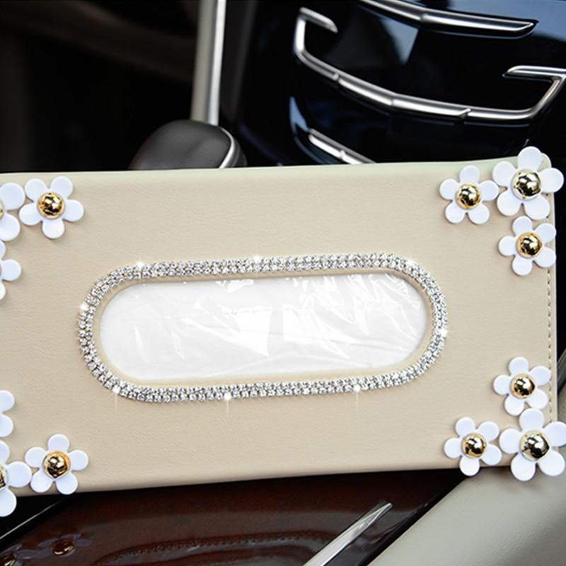 1 pz Scatola di carta di cristallo per auto con scatola di fazzoletti di cristallo di crisantemo Accessori per la decorazione degli interni per tipo di visiera parasole