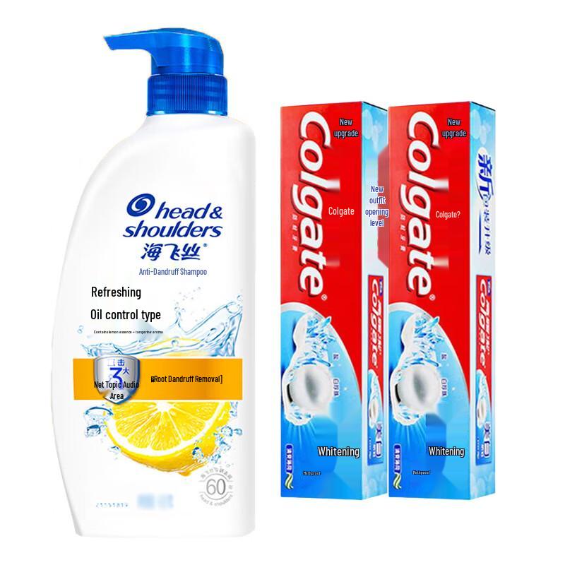 Colgate Anti-Cavity Whitening Toothpaste & Anti-Dandruff Shampoo Family Set