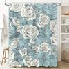 Floral Print Shower Curtain Waterproof Bathroom Decor Fabric Home Decoration Modern White Roses Blue Floral Printed Shower curta