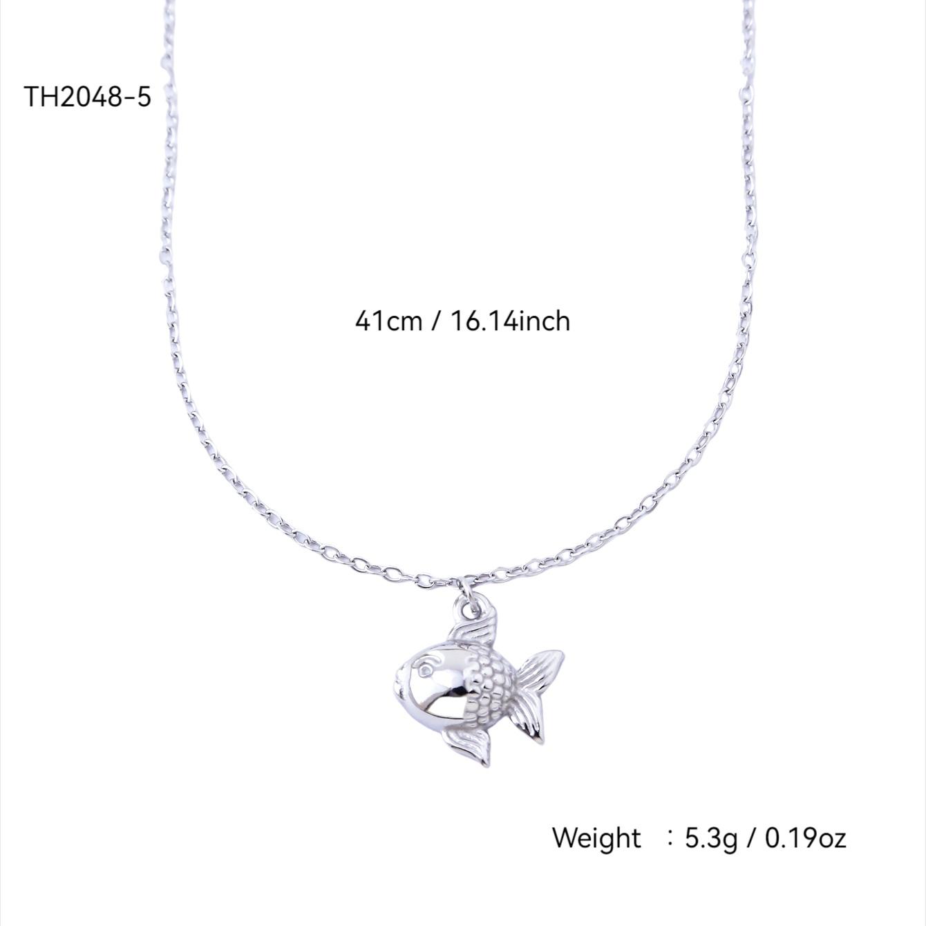 

Summer Beach Fashion Personality Cute Bohemian Style Stainless Steel 18K Gold-Plated Small Fat Fish Pendant Zircon Set Female
