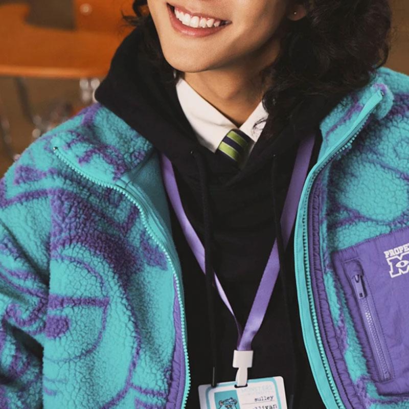 Li Ning X Disney Monsters University Kollaboration Fleece Warm Locker Gestrickte Jacke Herren Jacke Eis-Porzellan-Grün AFDT655-2