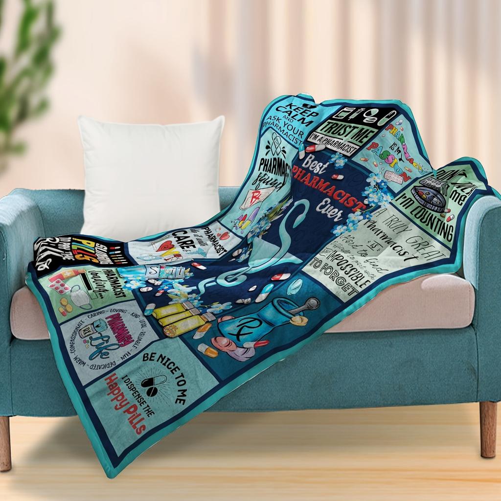 1pc Pharmacist Gratitude Blanket, Inspirational Messages, Gift for Female Pharmacists, Medical Assistants, Pharmacy Technicians, Home Decor