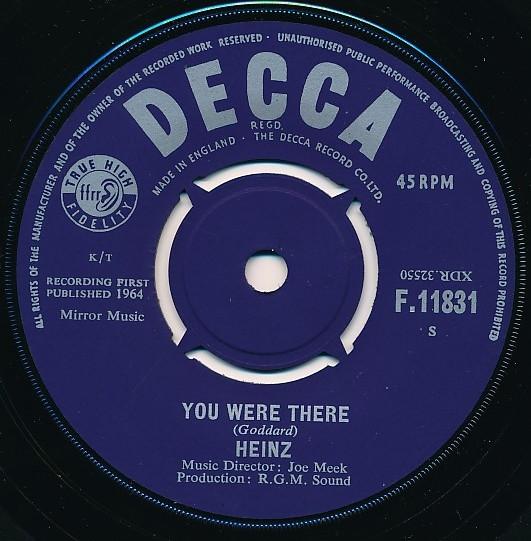 

7-дюймовая пластинка HEINZ - You Were There F11831 Decca 1964 UK Rock б/у