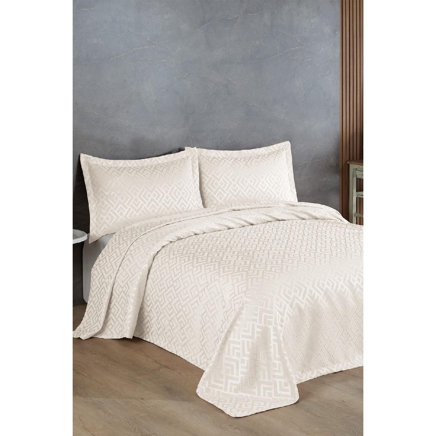 

Двоспальне покривало Estila Jacquard Chenille (крем) білий