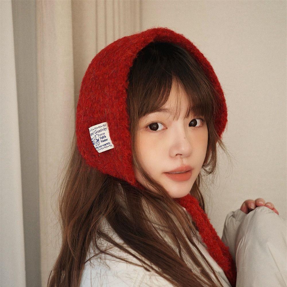 Solid Color Wool Strappy Earmuffs Thicken Warm Earlaps Fashion Knitted Ear Covers  Daily