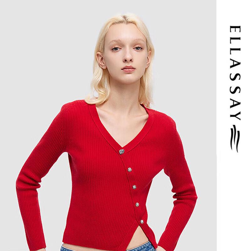 

ELLASSAY Женский весенне-летний вязаный свитер из шерсти и кашемира с V-образным вырезом M