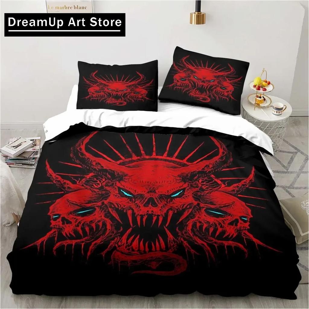 Baphomet Satan Demon Evil Christmas Navidad Bedding Set Boys Girls Twin Queen Full Size Duvet Cover Pillowcase Bed Adult