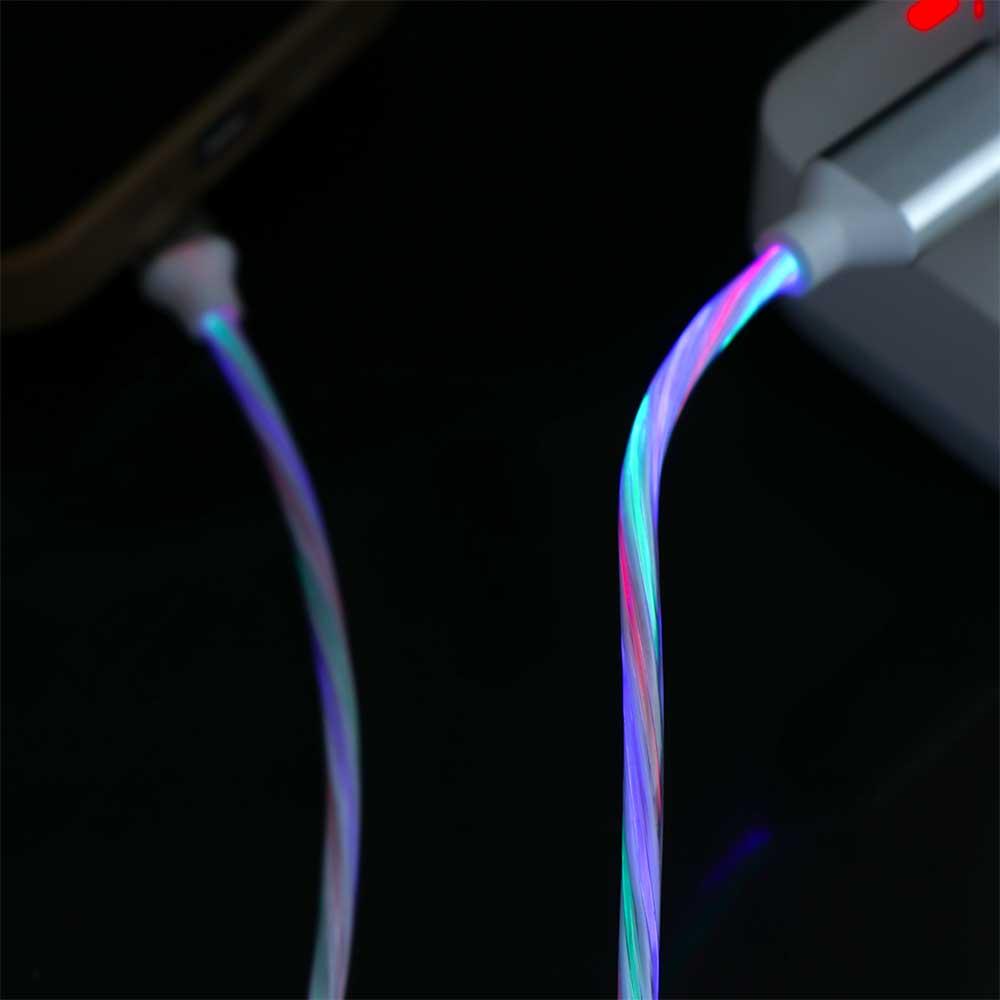 Micro USB LED USB C Wire Mobile Phone Charging Cables Glowing Cable Type C Data Cord Charge Wire