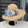 Summer French Big Brim Sun Hat Women's Fashion Ins Seaside Sun Protection Lafite Straw Hat Idyllic Flower Sun Hat
