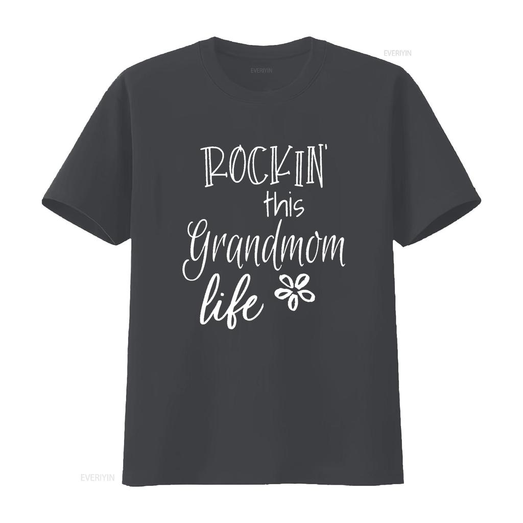 Rockin This Grandmom Life Special Grandma T Shirt Vintage Washed Casual Versatile Streetwear Graphic Unisex Stretched Stylish