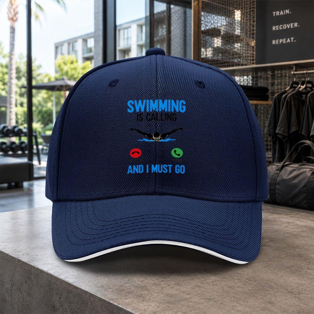 1pc Minimalist Swimmingthemed Printed Sandwich Baseball Cap Unisex Simple Lightweight And Adjustable Outdoor Duckbill Cap