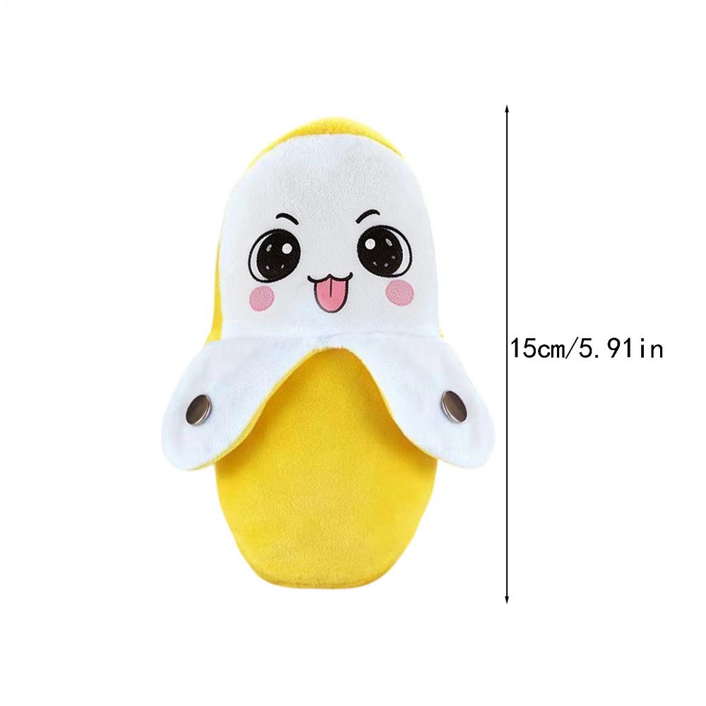 15cm Banana Plush Toy Beat Sensing Soft Stuffed Banana Doll for Birthday Holiday Gift Bedroom Home Couch Sofa Car Decoration