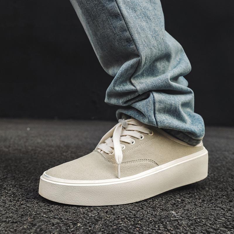 2024 New Small Crowd China-Chic New Canvas Fashion Breathable Casual Cloth Shoes Trend Versatile Low Top Half Slippers
