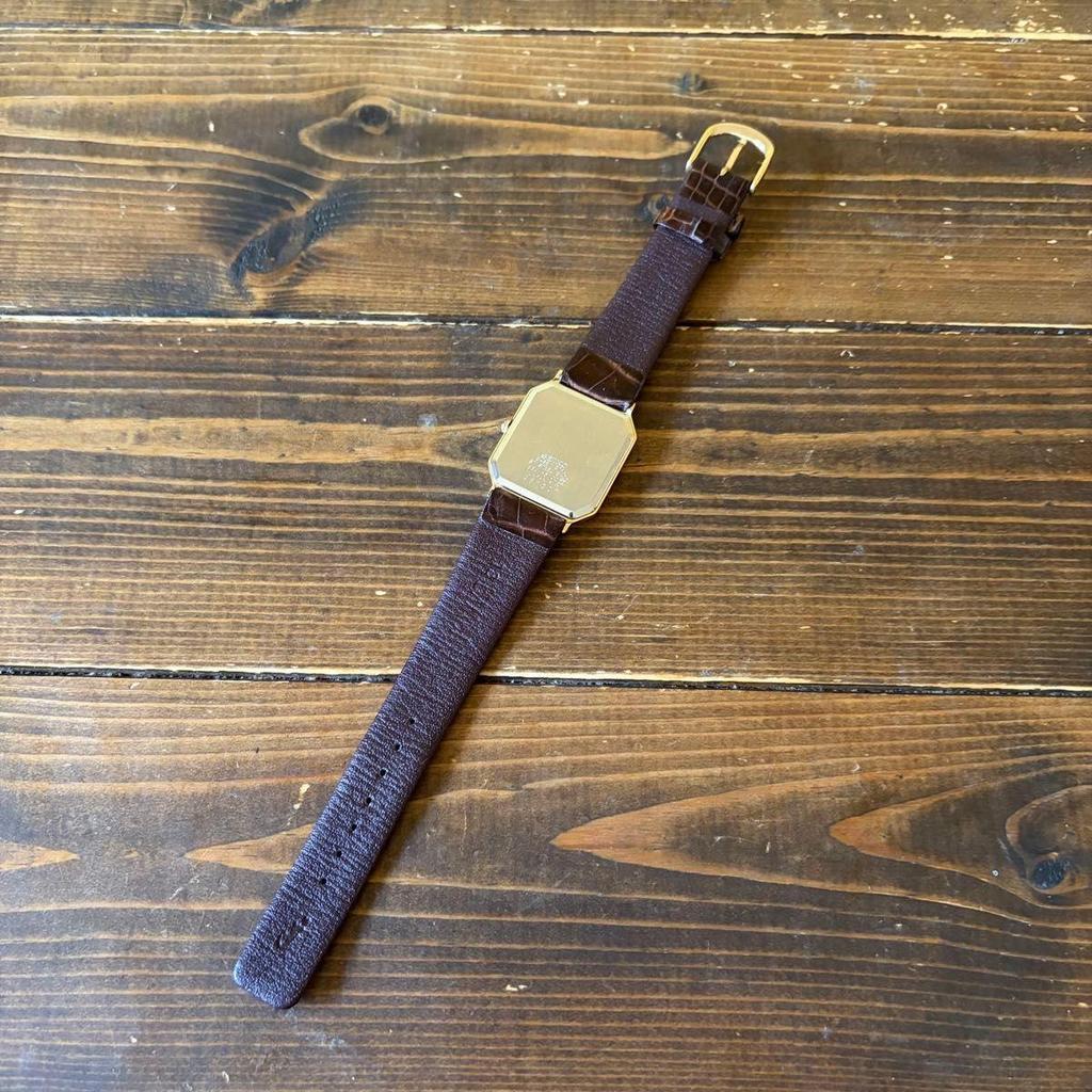 Used SEIKO Working Seiko Quartz Men's Watch Gold Dial Octagon Case