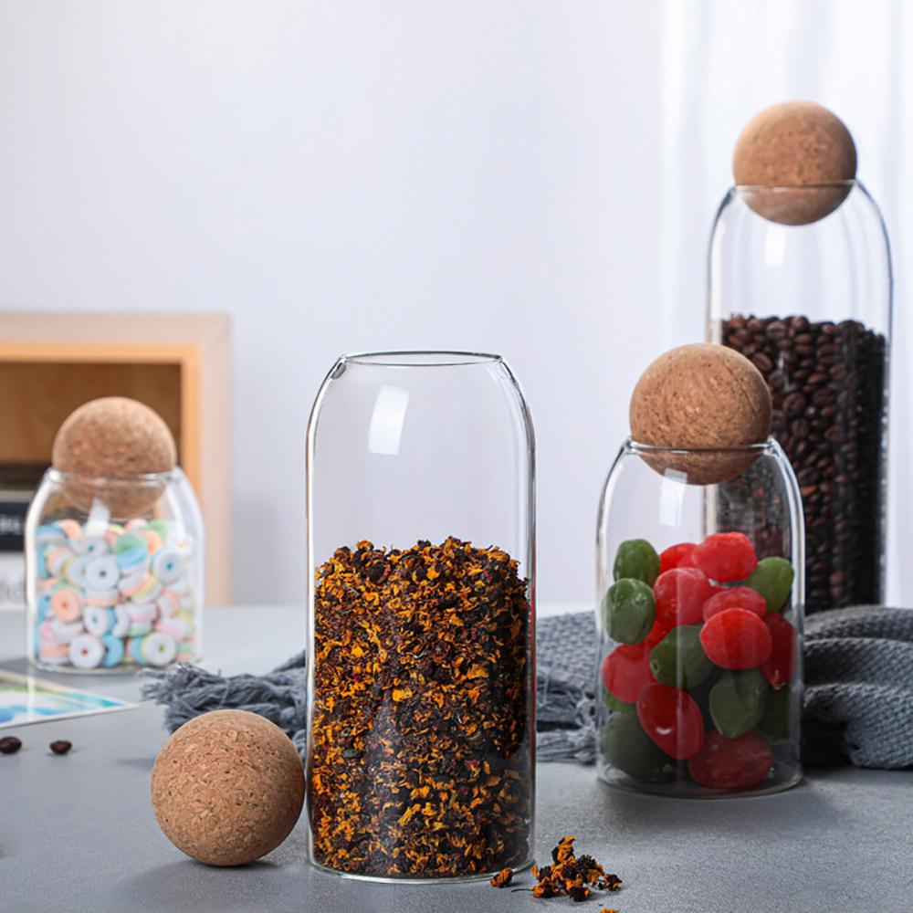 Aufbewahrungsglas aus klarem Glas mit Korkdeckel Aufbewahrungsflasche Versiegelter Behälter Teedose Müsli Kaffee Kreative Dekoration Luftdichtes Behälterset