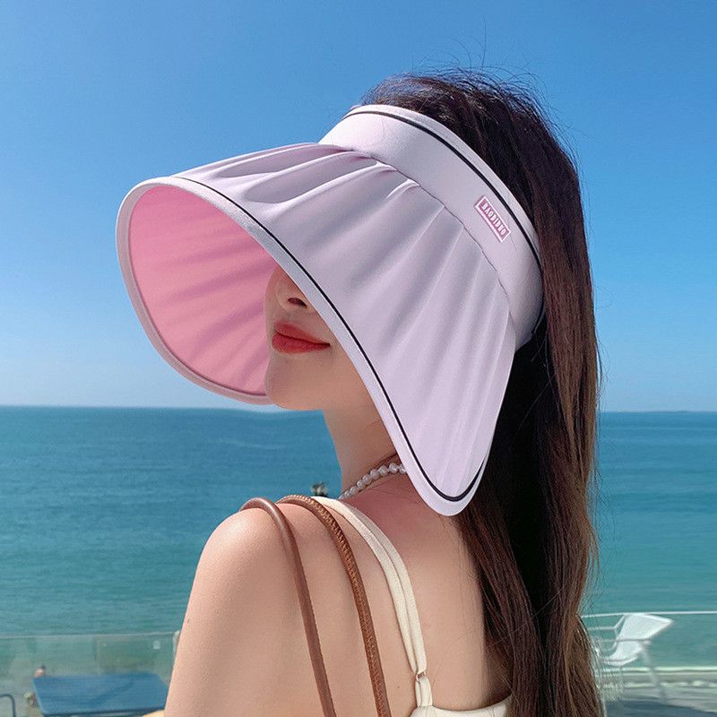 

Big Brim Sun Hat Girl s Cap Surrounding Shell Summer UV Protection Sun Protection Hat K-style Topless Hat Female 8494 Smoked clothes purple