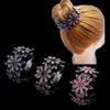 Double-Layer Rhinestone Flower Hair Clip & Hair Tie: Elegant Bun Styling Accessory