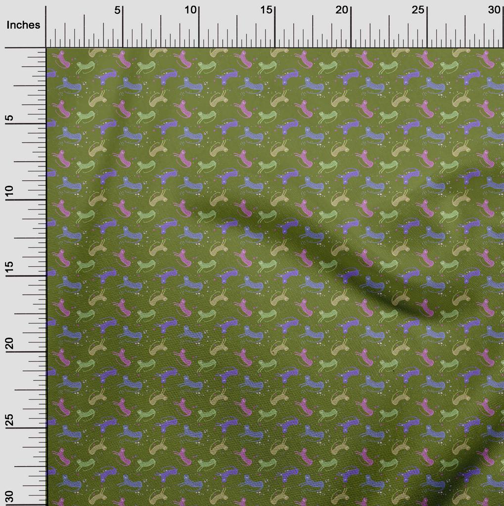 oneOone Cotton Flex Maroon Fabric Kids Leopard Sewing Material Print Fabric By The Yard 40 Inch
