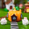Mini Cartoon Mushroom Pumpkin House Micro Landscape Decoration For Car Home Desktop Ornaments