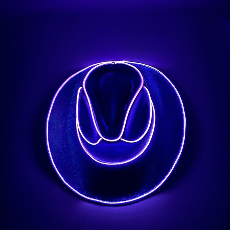 Pearlescent Iridescent LED Light-Up Cowboy Hat for Halloween Party