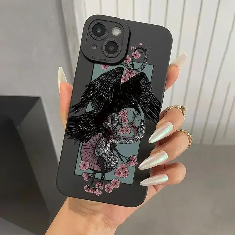Black Snake Graphic Phone Case For iPhone 11 12 13 14 15 Pro Max X XS Max XR 8 7 Plus SE2020 Mini Shockproof Soft Silicone Cover
