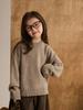 Children's Wool Ribbed Sweater - Round Neck, Cozy Autumn/Winter Base Layer for Girls