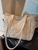 Bolsa Tote de Lona Feminina Versátil de Grande Capacidade - Leve, Acolchoada, Bolsa de Mão Casual para Deslocamento