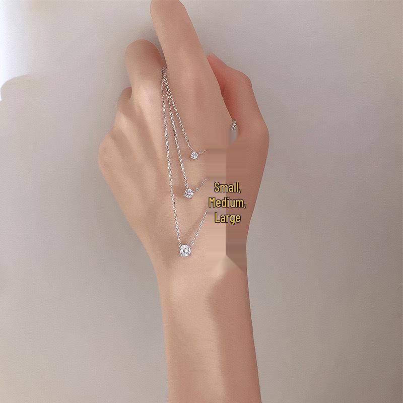 

Женское ожерелье-колье с бриллиантами и цирконами класса люкс - Минималистичный сказочный стиль 4 Small Diamond Necklace