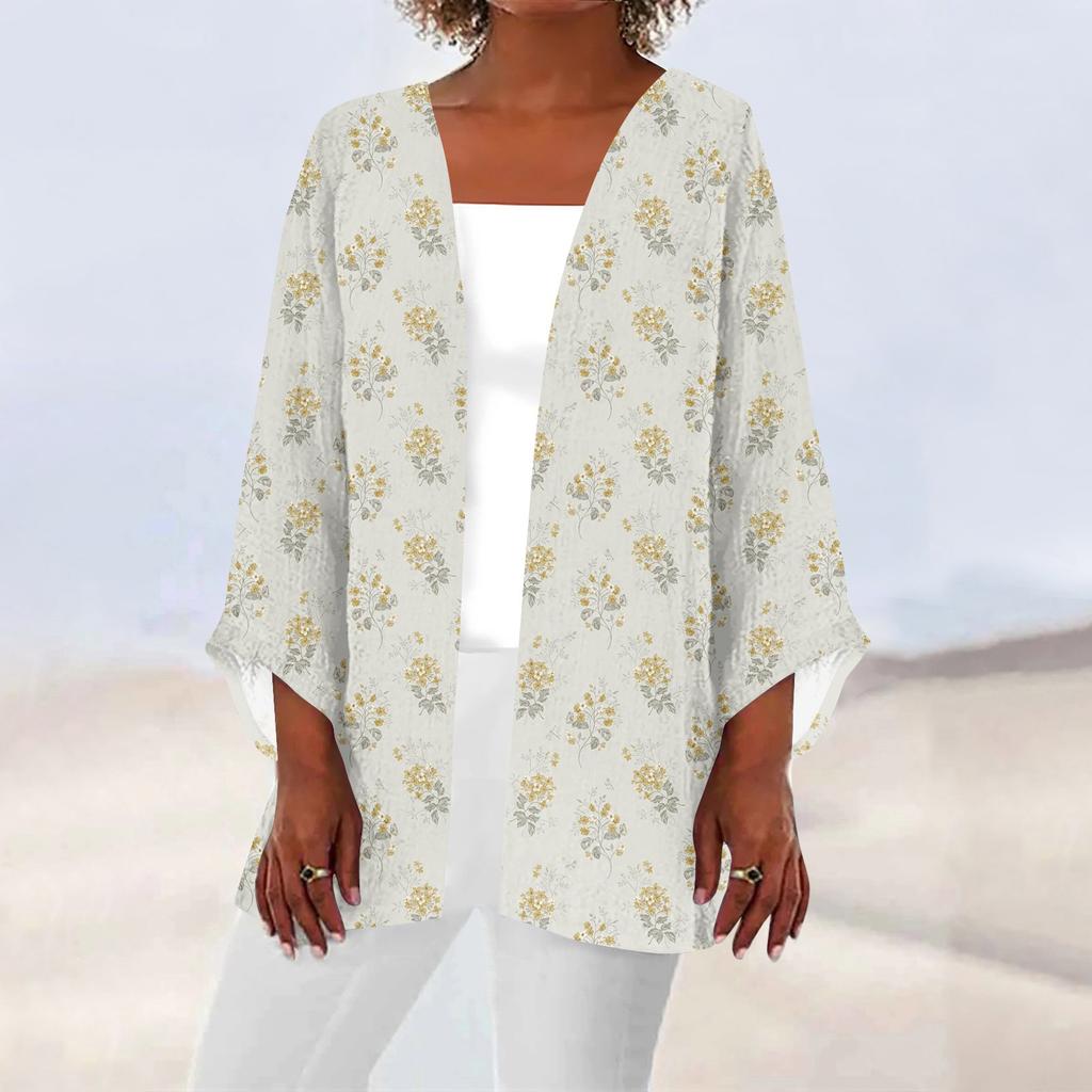 Damen-Strickjacke, lässig, modisch, Retro-Druck, leicht, mittellang