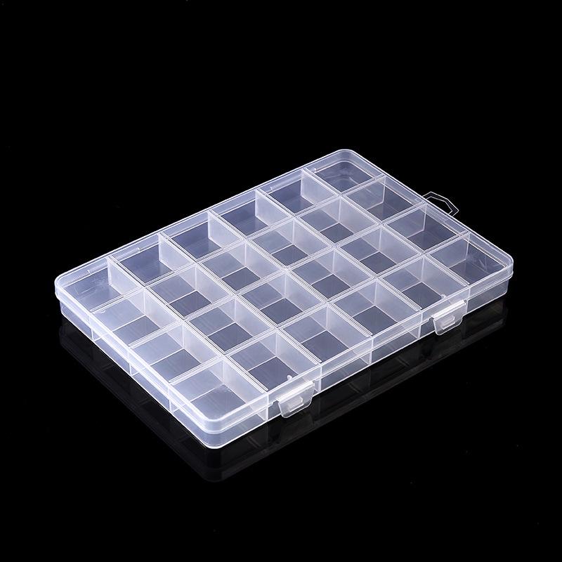 24-Slot Transparent Plastic Storage Box for Accessories and Beading