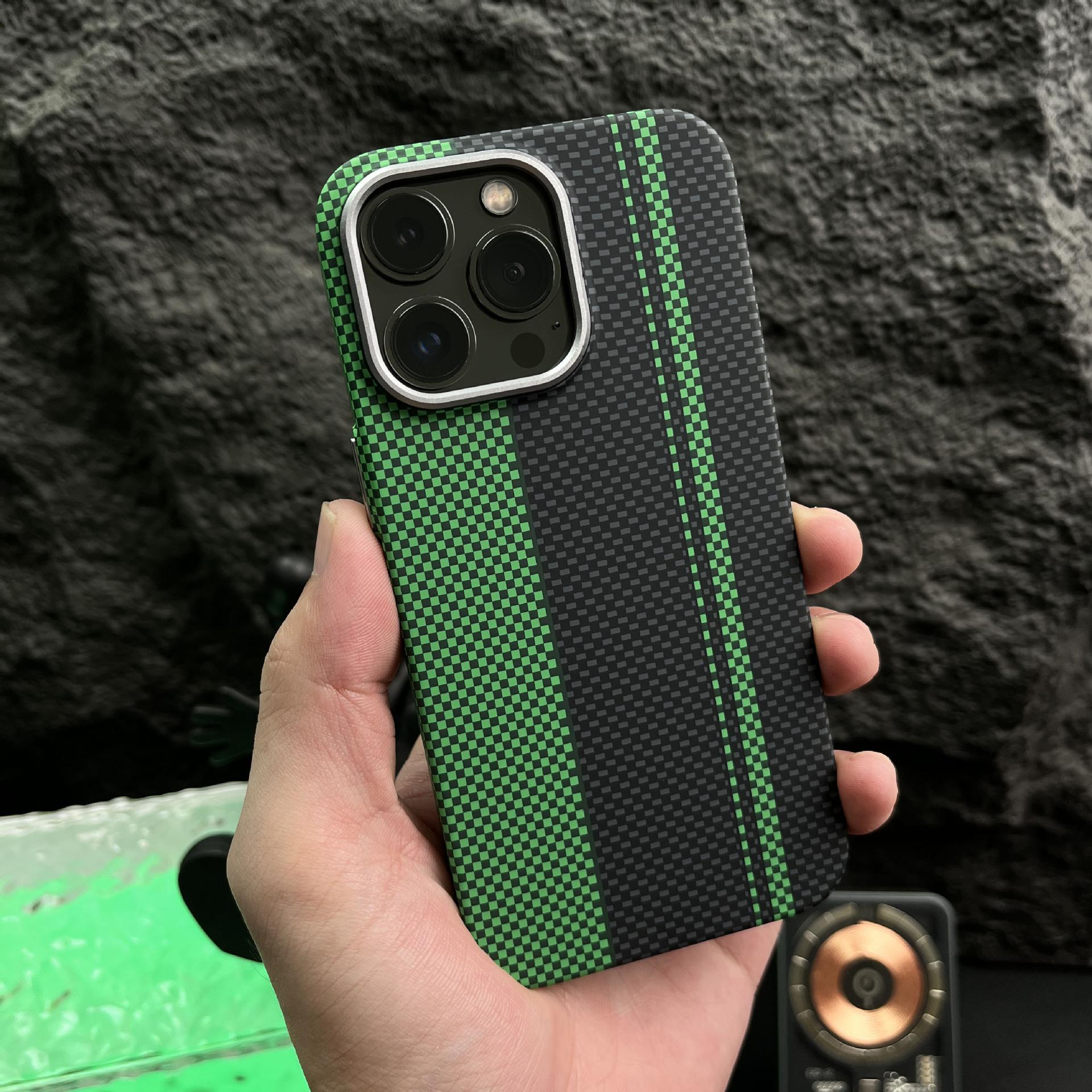 

Retro Pattern Kevra Suitable for IPhone 16 Carbon Fiber Magnetic Apple 15 High End Luminous Mobile Phone Case iPhone 12 PROMAX