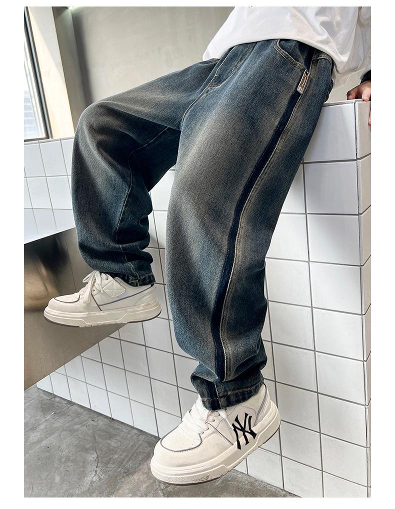 Boys' Spring & Autumn 2025 Fleece-Lined Jeans - Casual Long Pants for Kids
