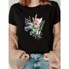 European Size Women'S Short Sleeve T-Shirt with Vibrant Floral Print - Casual Round Neck, Lightweight & Breathable for Spring/Summer,