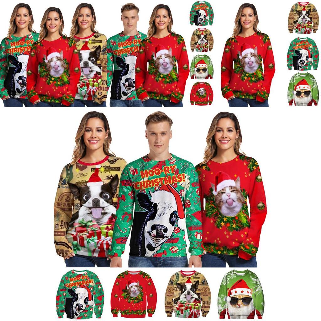 Luxuriously Soft Women Christmas Sweater Santa Claus Cat Dog Xmas Jumper Top