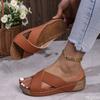 Fashion New Cross Strap Thick Soled Shoes Outdoor Solid Color Wedge Ladies Slippers Retro Beach Sandals Simple Comfortable Women's Shoes