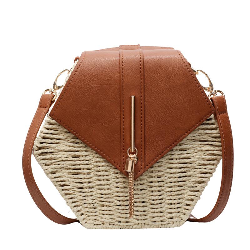 Straw Bag Women's New Summer Vacation Woven Bag Shoulder Messenger Bag Beach Bag Small Square Bag Women