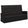 VidaXL Banc de jardin inclinable et coussins noir 173cm résine tressée 362183