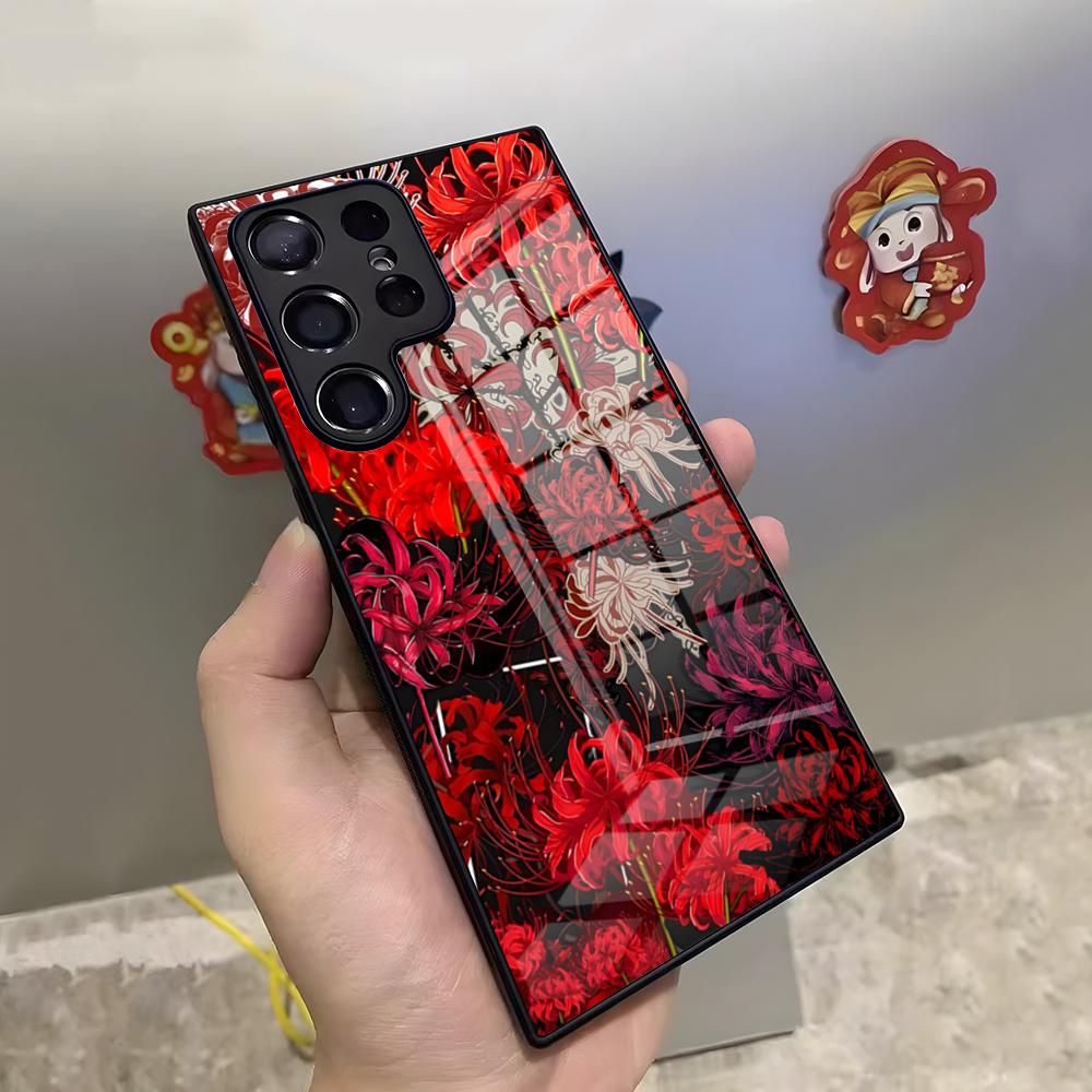 

Чехол для телефона Красный Паучий Лилия Цветок Ада для Samsung S26 S25 Ultra S23 S22 S24 S20 Fe S21 Plus A54 A53 A16 Стеклянная Крышка Samsung a34 5g