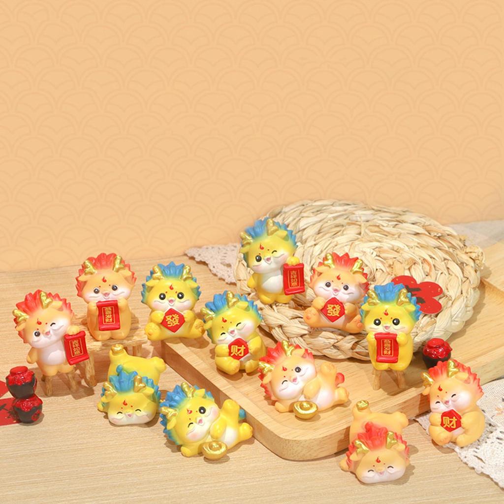 Chinese Year Dragon Statue Mini Sculpture Miniature Figurine for Living Room Home
