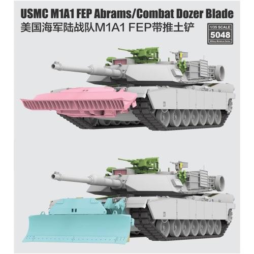Ryefield Models 1/35 Scale US Marine Corps M1A1 FEP Abrams with Dozer Blade Plastic Model Kit RFM5048