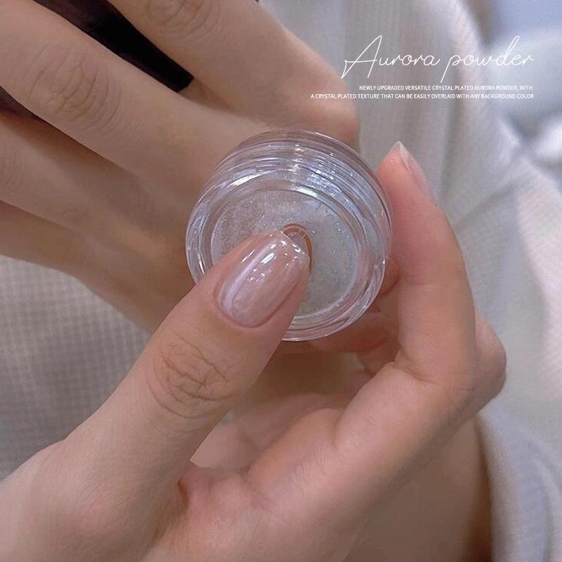 Aurora High-Gloss Nail Art Magic Mirror Powder - Ultra-Bright Fairy Pink Crystal Finish.