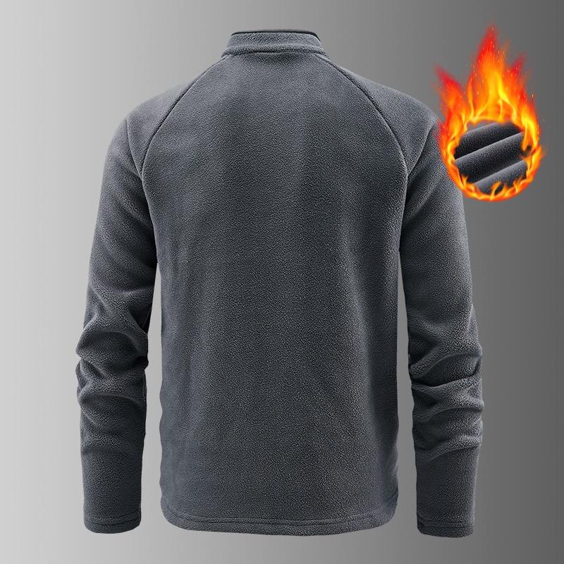 Herfst Winter Poolfleece Sweatshirt voor Mannen Dik Warm Opstaande Kraag Halve Rits Casual Basislaag Man Lange Mouwen Trui Man