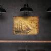 Poster Ancient Sailing Ship Nautical Line Pattern Kraft Paper Home Decor Wall Sticker for Bar