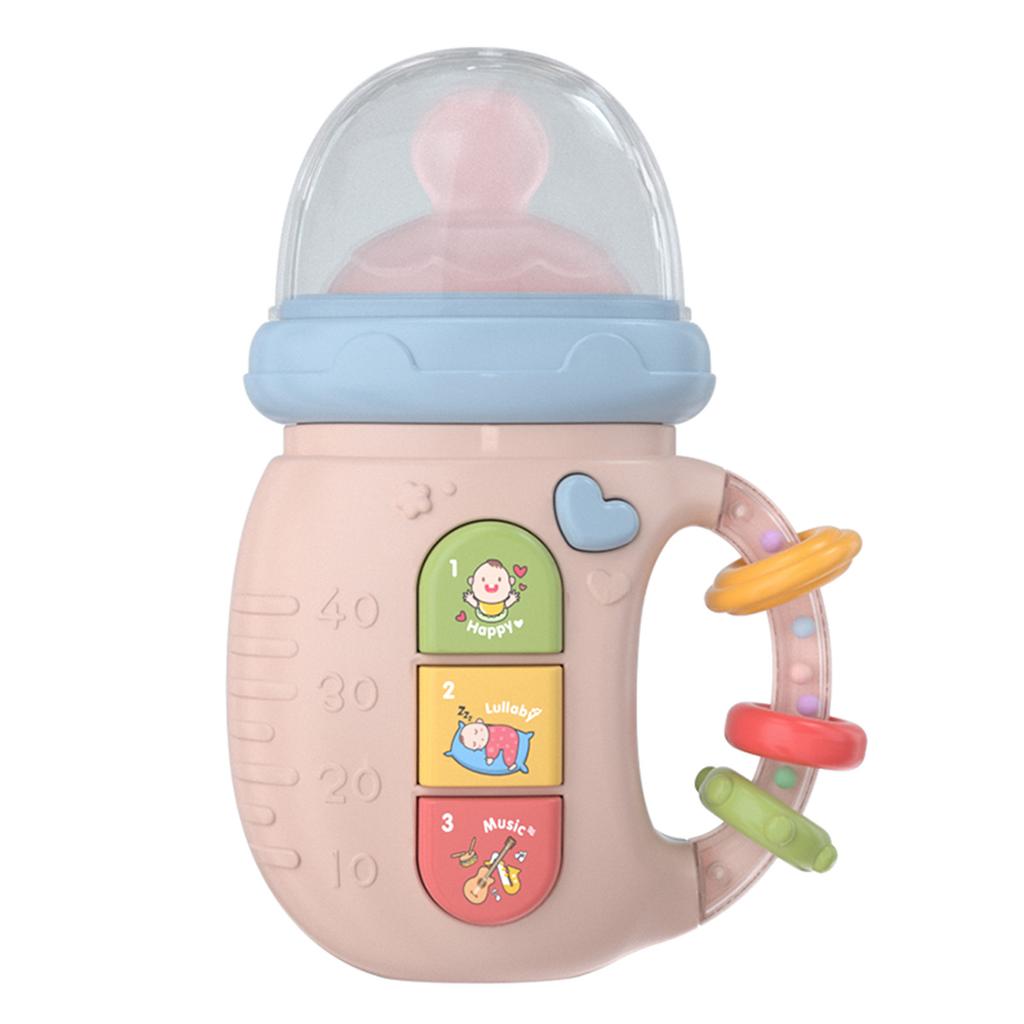Infant Bottle Shape Teether Toy Soothing Sounds and Lullaby Machine for Early Education