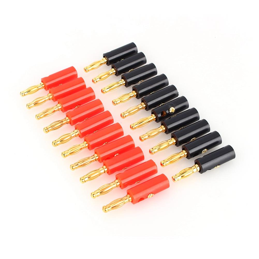 20pcs Packs 4mm Black & Red Wire Audio Cable Banana Connectors Plug Adapter Female