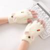 Cartoon Carrot Flip Gloves Women's Winter Fleece Warm Rabbit Ear Plush Half-finger Gloves