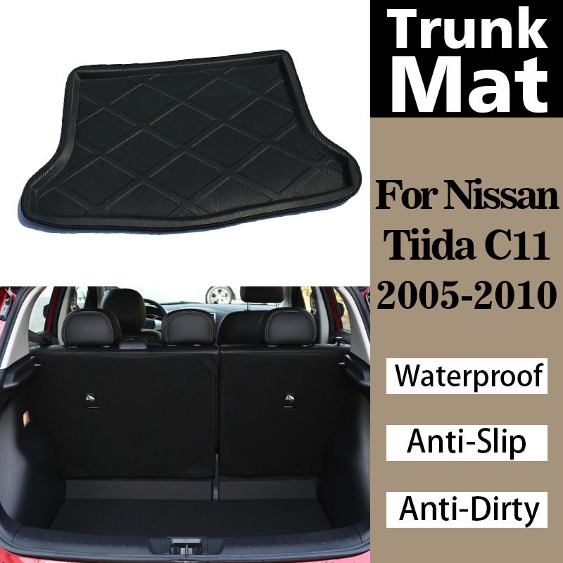 Car Trunk Mats For Nissan Tiida C11 Hatchback 2005-2010 Waterproof Liner Rear Trunk Boot Liner Mat Cargo Anti-Slip Anti-Dirty
