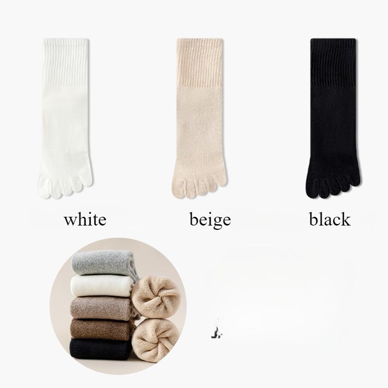 3 páry fleecových podzimních zimních ponožek na prsty pro ženy, tlusté teplé ponožky s pěti prsty, vysoce kvalitní bavlněné sportovní atletické ponožky