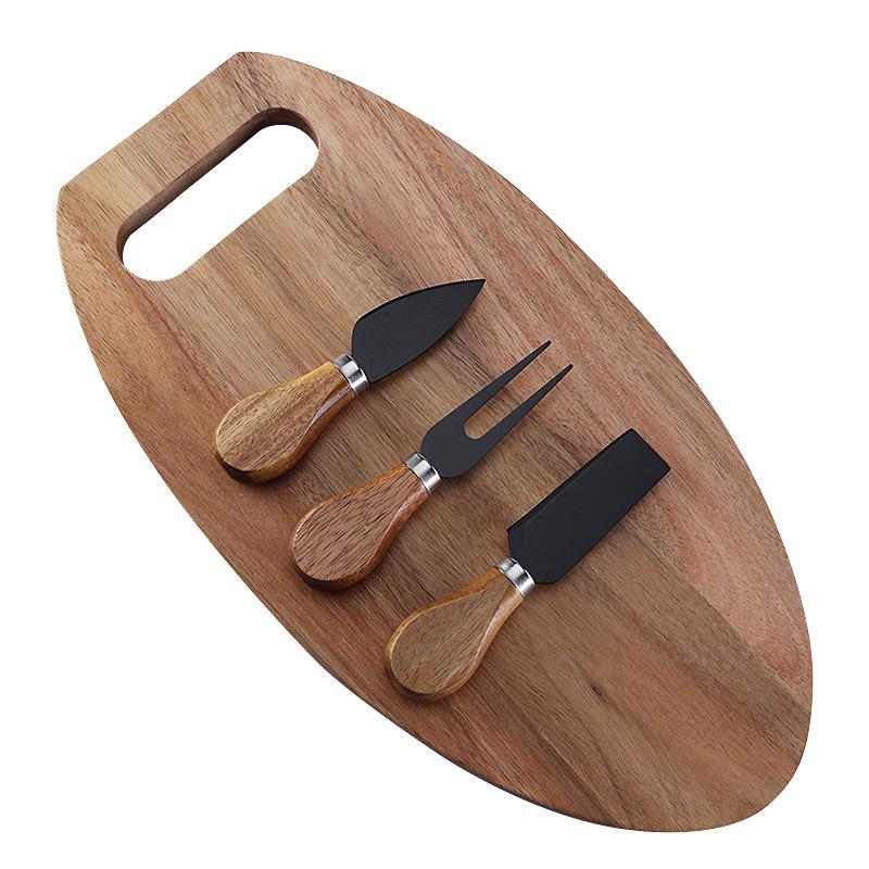 3-Piece Acacia Wood Cutting Board Set - Kitchen & Cheese Boards for Vegetables & Western Steak
